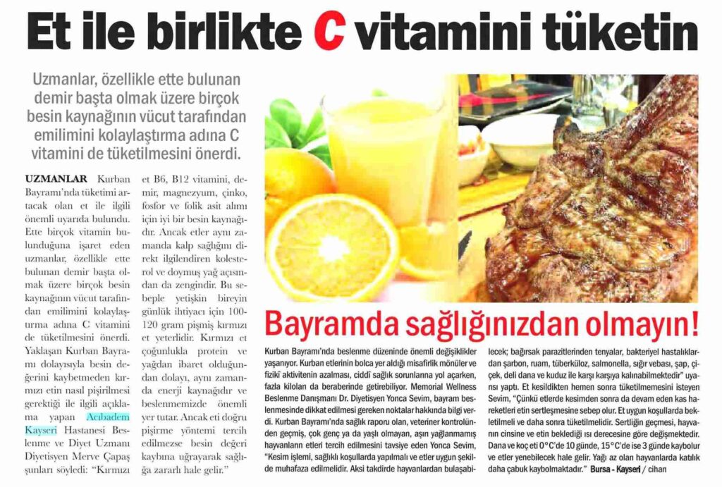 Et ile Birlikte C Vitamini Tüketin
