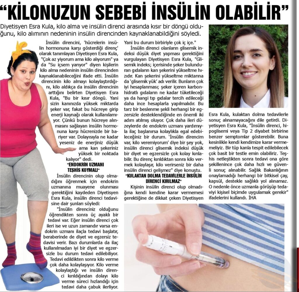 Kilonuzun Sebebi İnsülin Olabilir