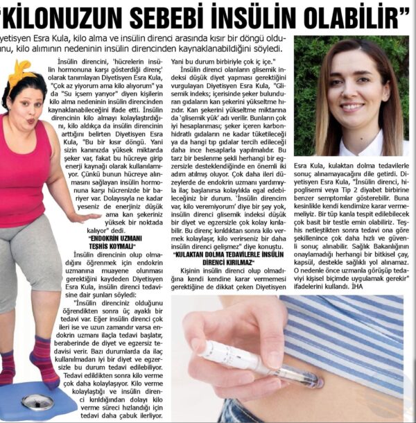 Kilonuzun Sebebi İnsülin Olabilir