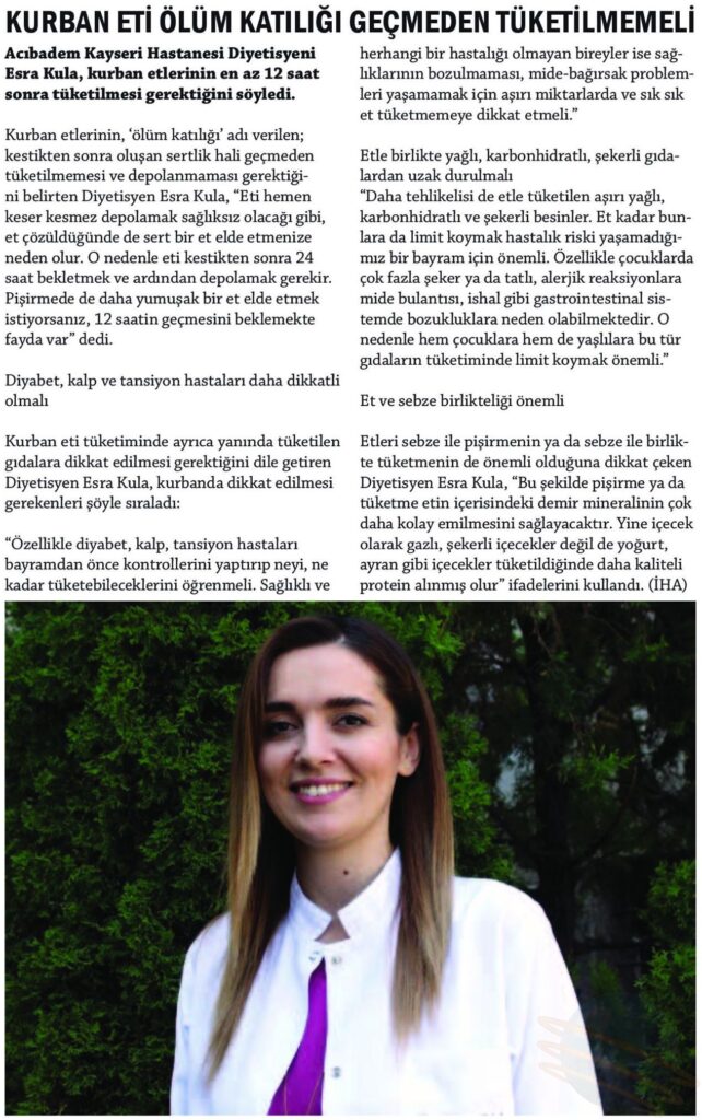 Kurban Eti Ölüm Katılığı Geçmeden Tüketilmemeli