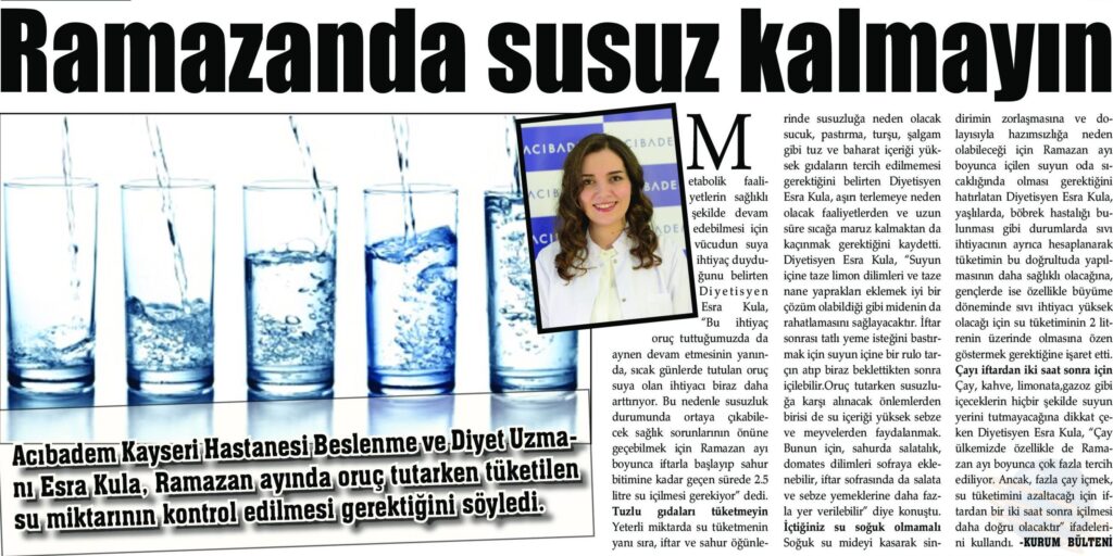 Ramazanda Susuz Kalmayın