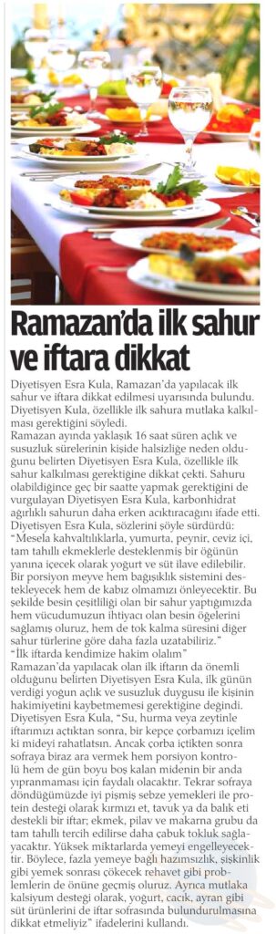 Ramazanda İlk Sahur ve İftara Dikkat