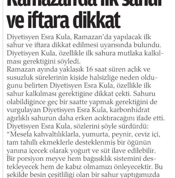 Ramazanda İlk Sahur ve İftara Dikkat