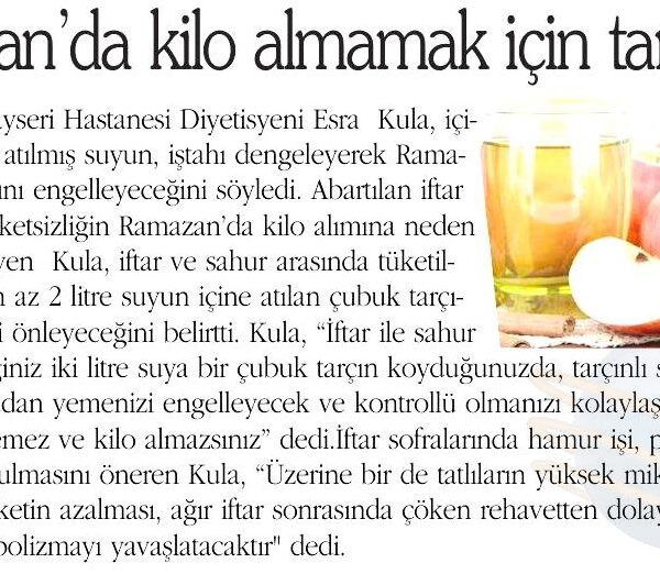 Ramazanda Kilo Almamak İçin Tarçınlı Su