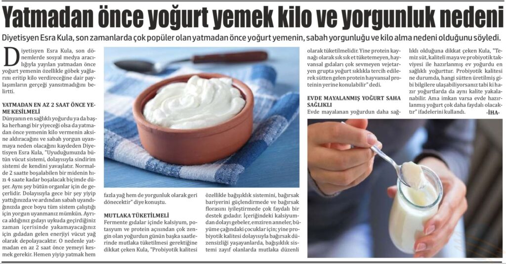 Yatmadan Önce Yoğurt Yemek Kilo ve Yorgunluk Nedeni
