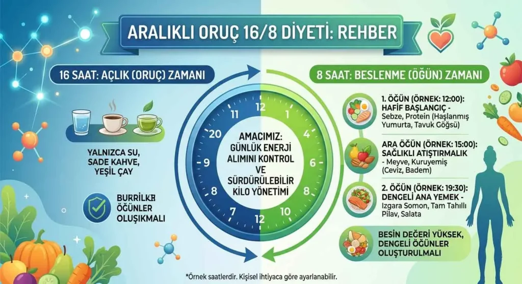 Aralıklı Oruç Diyeti Listesi 16/8 | 16 Saat Açlık, 8 Saat Beslenme