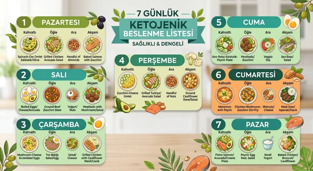 7 günlük ketojenik diyet listesi