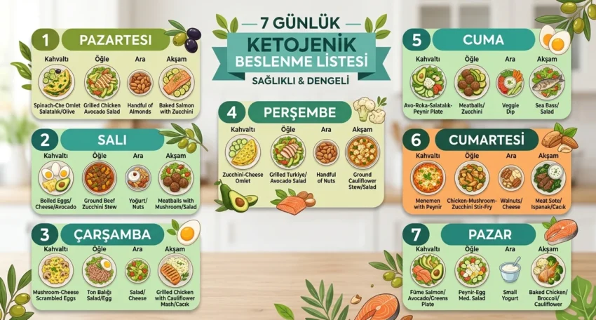 7 günlük ketojenik diyet listesi