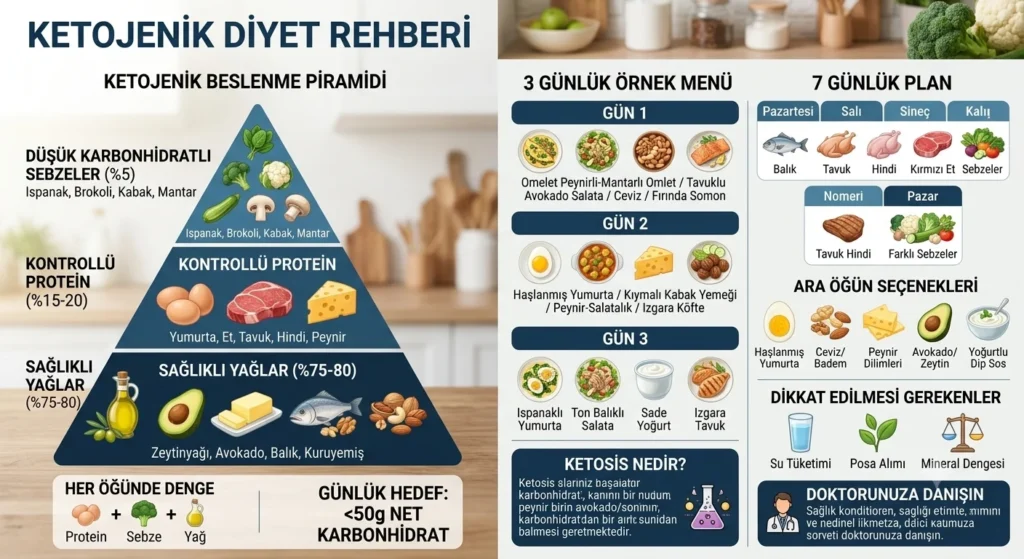 Ketojenik Diyet Listesi Günlük ve Haftalık Örnek Menü