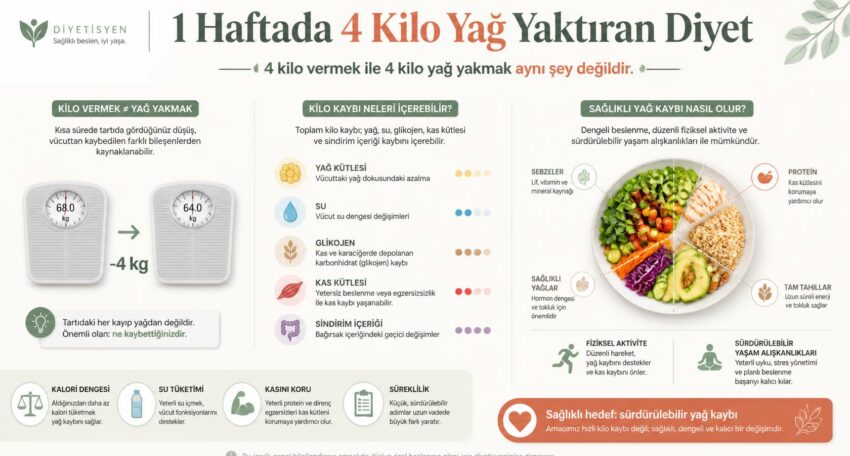 1 Haftada 4 Kilo Yağ Yaktıran Diyet