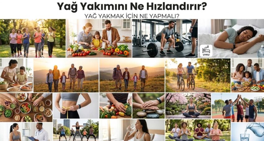 Yağ Yakımını Nasıl Hızlandırılır ve Yağ Yakmak İçin Yapılması Gerekenler makale başlığı ile hazırlanmış sağlıklı yaşam, spor ve sağlıklı beslenme kolajı.